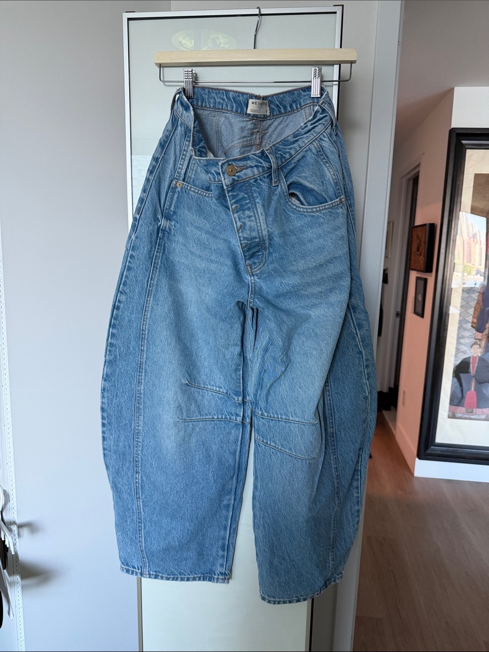 We The Free Light Blue Denim Jeans with Contrast Stitching